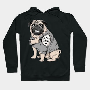 Generate a hand drawn vector design Pug.Happy mothers day (5) Hoodie